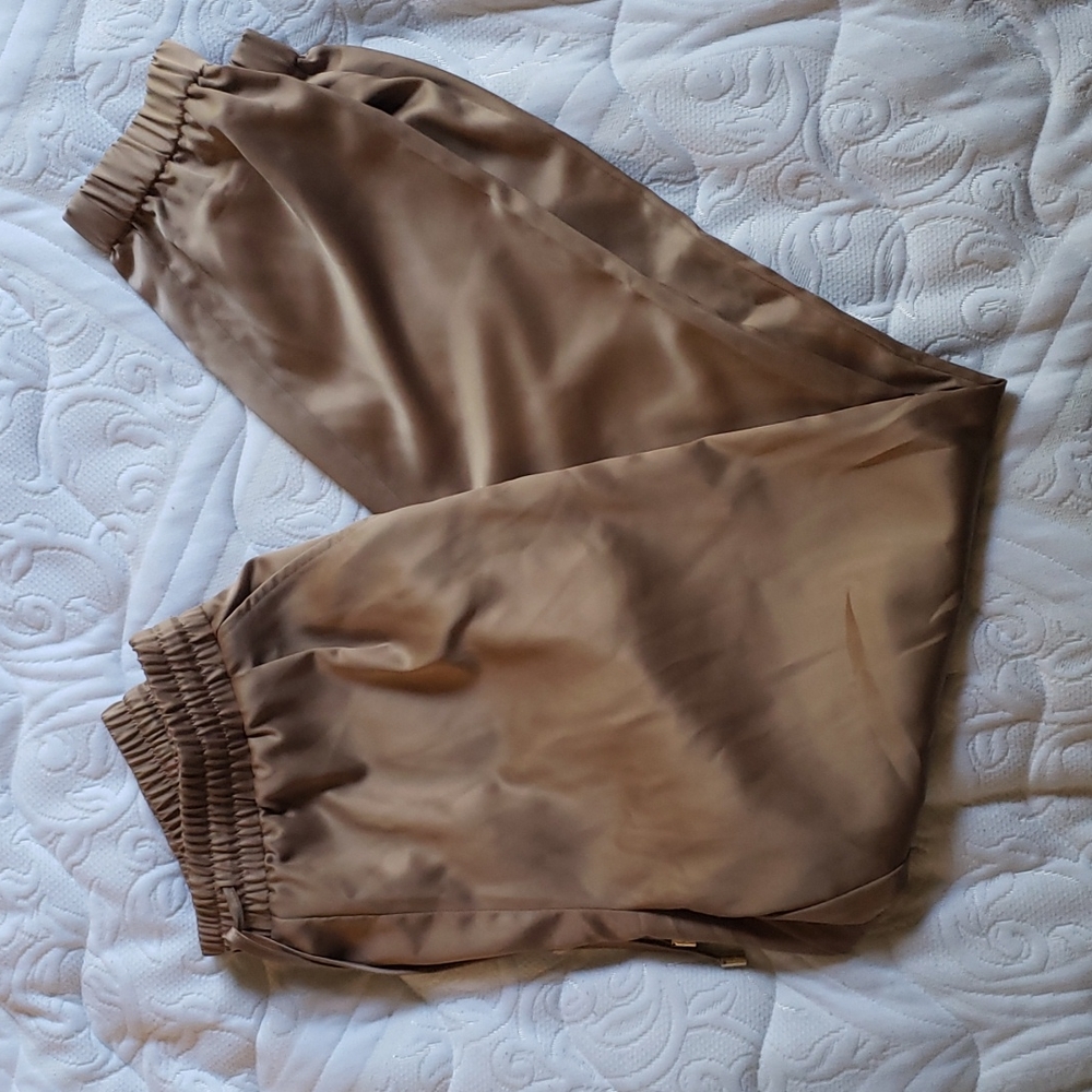 Marc New York Taupe Satin Joggers S NWT